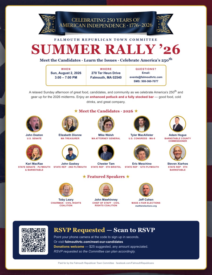 Falmouth Republican Town Committee Summer Rally 2026 — Sunday, August 2, Falmouth